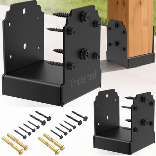 Heavy-Duty 6x6 Post Base Bracket for Concrete, 1" Elevated Base - size: 6x6 post base (2 PCS)