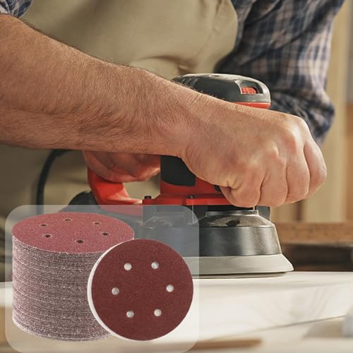 B BRESUCNY 6 Inch 150 Grit Sanding Discs, 50 PCS 6 Hole Hook and Loop Sandpaper, Round Aluminum Oxide Sand Paper Discs for Sander - style: 150 Grit