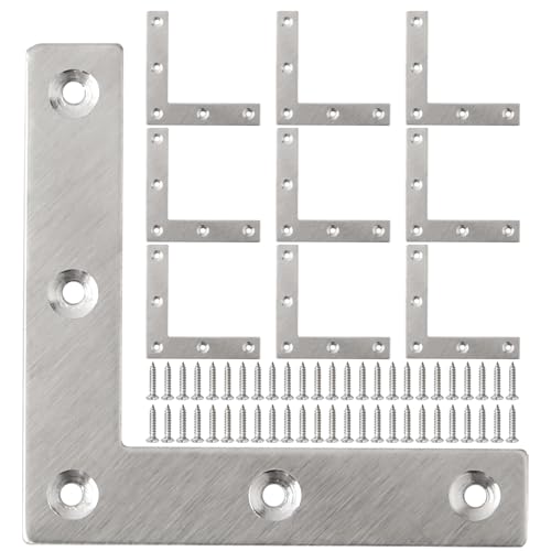 Alise L Flat Brackets for Wood,Corner Bracket Mending Plate,Brushed,10Pack - size: 80x80mm(10Pcs), style: Brushed