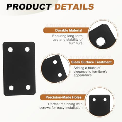 uxcell Flat Straight Brace Bracket Iron Shelf Support 2.36"x1.5" 12Pcs - color: Black, size: 2.36"x1.5"
