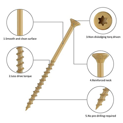 WELLOCKS #8 x 1-1/4 in Tan Deck Screws, 5.2 lbs with T25 Bit - size: #8×1-1/4", style: 5.2LBS Tan
