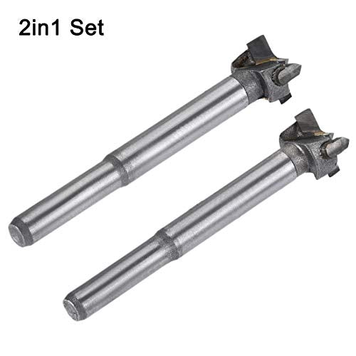 uxcell Forstner Wood Boring Drill Bits 15mm 16mm Dia. Hole Saw Carbide Alloy Steel Tip Round Shank Cutting for Hinge Plywood Wood Tool 2in1 Set - size: 15mm, 16mm
