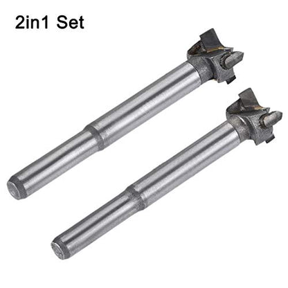 uxcell Forstner Wood Boring Drill Bits 15mm 16mm Dia. Hole Saw Carbide Alloy Steel Tip Round Shank Cutting for Hinge Plywood Wood Tool 2in1 Set - size: 15mm, 16mm