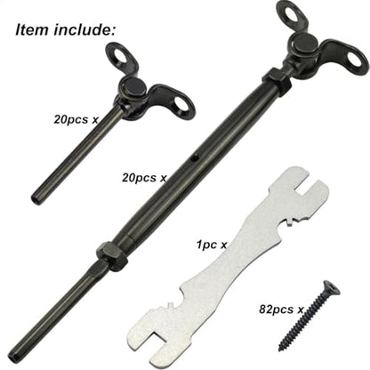 Black Cable Railing Hardware Kit, for 1/8 Cable Railing System for Wood Posts, Stainless Steel Swage Toggle Turnbuckle 20 Pairs
