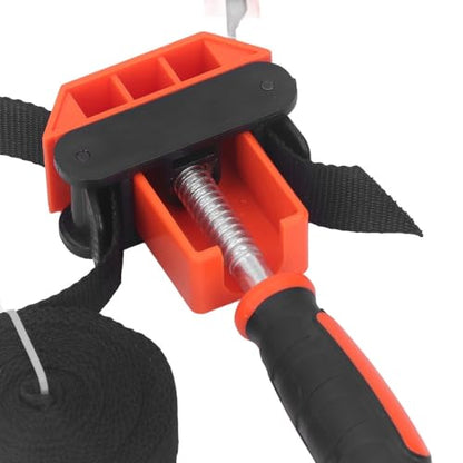Nylon Strap Clamp with Ergonomic Handle Quick Release Band Clamp Tool for Woodworking Clamping Round or Irregular Shaped Objects, Picture Frames