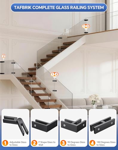 12 Pack Glass Clamp, 180 Degree Railing Clamp, 304 Stainless Steel Railing Clip for 3/8"-1/2" Thickness Glass, Double Sided Balustrade Bracket Holder for Fence, Deck - size: 12pack, style: 180 Degree
