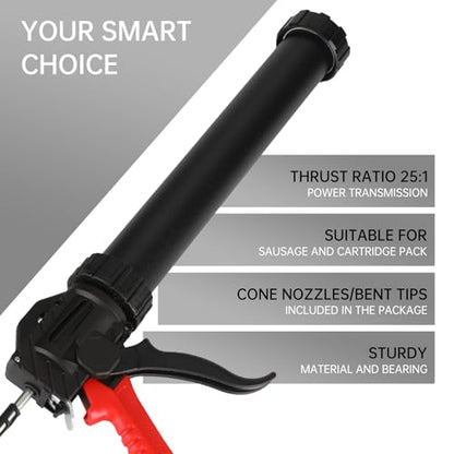 Heavy Duty Sausage Tube Caulk Gun - Red Handle - size: Red Handle
