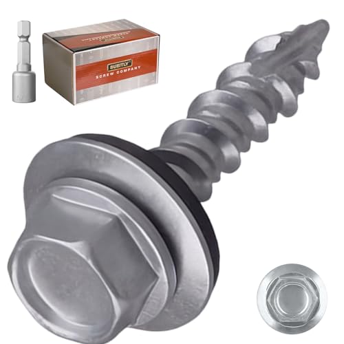 #10 x 1 Metal Roofing Screws with EPDM Washer, Hex Head Self Drilling Roof Screws, Zinc Plated, 150 Pack - size: #10 x 1"