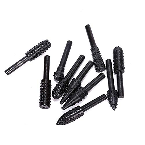 10Pcs Woodworking Twist Drill Bits, Wood Carving Rasp Drill Bits 1/4" Shank