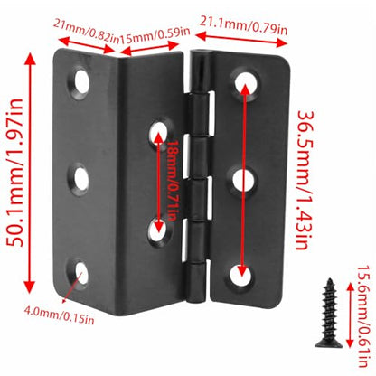 2-inch Cabinet Hinge Nickel Swing Transparent Expandable Hinges for DIY Furniture Such As Cabinets Boxes Doors and Wooden Cases Black with Mounting Screws 4PCS