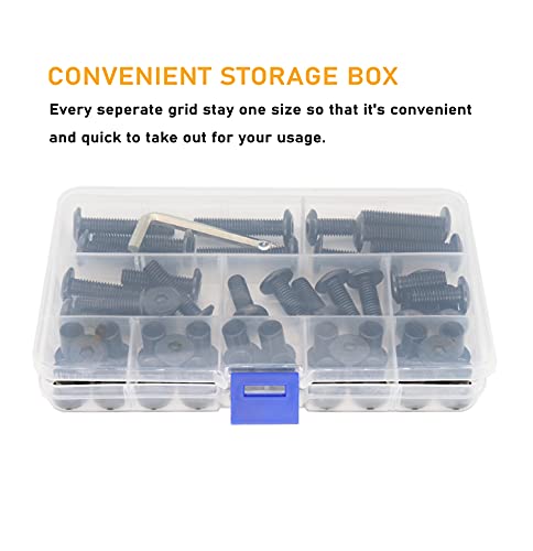 50pcs Black M8 Countersunk Rivet Socket Cap Connecting Bolts Cap Nuts Assortment Kit, M8 x 20mm/25mm/30mm/35mm/40mm - size: M8 x 20mm/25mm/30mm/35mm/40mm 25-Pack