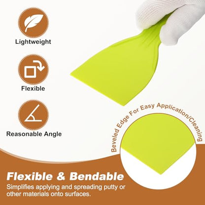 HARFINGTON 5pcs Putty Knife Scraper 3" Width Flexible Plastic Yellow - color: Yellow, size: 3"