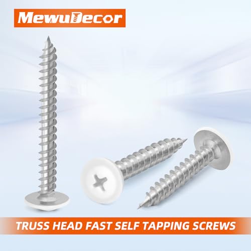 #8 x 1/2" Truss Head Fast Self Tapping Screws, Alloy Steel Wood Screws, White Head, 100 PCS - color: White, size: #8 x 1/2"