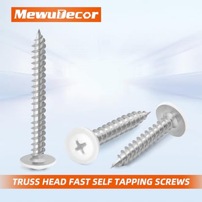 #8 x 1/2" Truss Head Fast Self Tapping Screws, Alloy Steel Wood Screws, White Head, 100 PCS - color: White, size: #8 x 1/2"