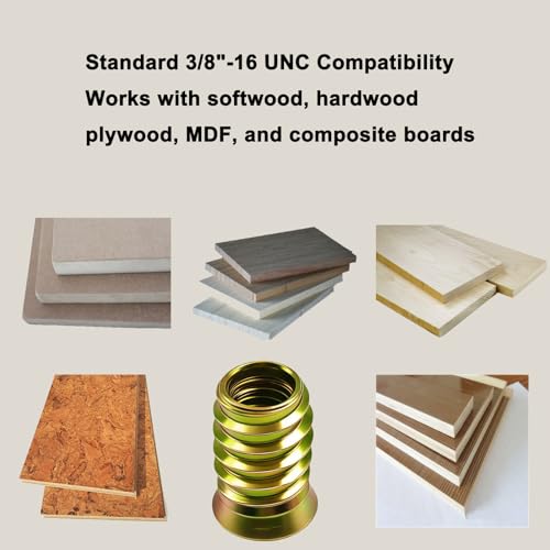 3/8"-16 Wood Threaded Inserts, 50Pcs Hex Drive Zinc-Plated Screw-in Nuts