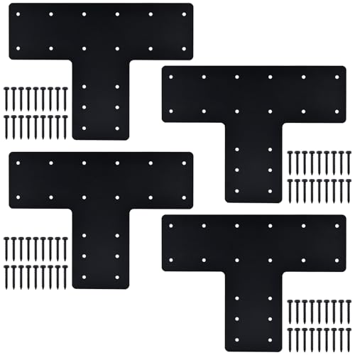 T Post Bracket for 6x6 Lumber, 16" x 12" Heavy Duty Steel Mending Plate, Pergola T Beam Truss Bracket, Post to Beam Connectors, Thickness 1/8" (3mm) - size: 16" x 12"
