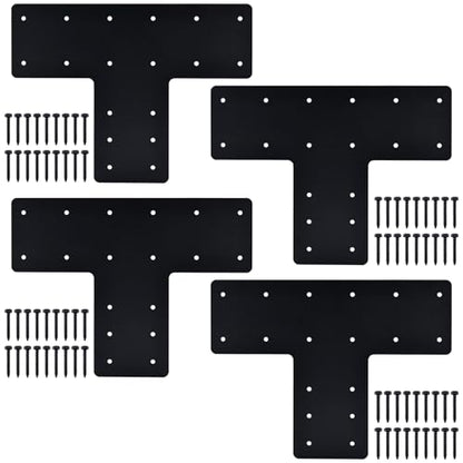 T Post Bracket for 6x6 Lumber, 16" x 12" Heavy Duty Steel Mending Plate, Pergola T Beam Truss Bracket, Post to Beam Connectors, Thickness 1/8" (3mm) - size: 16" x 12"