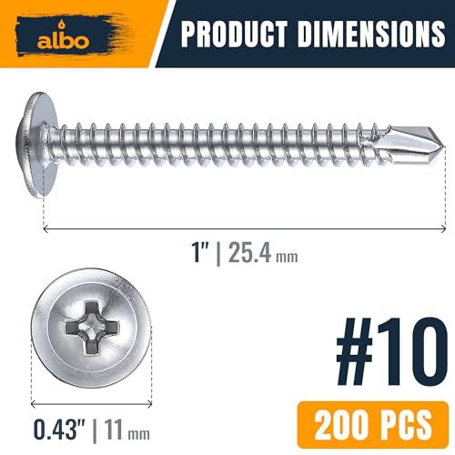 ALBO 200 PCS, #10 x 1 Stainless Steel Self Tapping Screws, 410 Stainless Truss Head Sheet Metal Screws, Self Drilling Screws for Steel & Aluminum, Magnetic Fasteners - color: Silver, size: #10 x 1"
