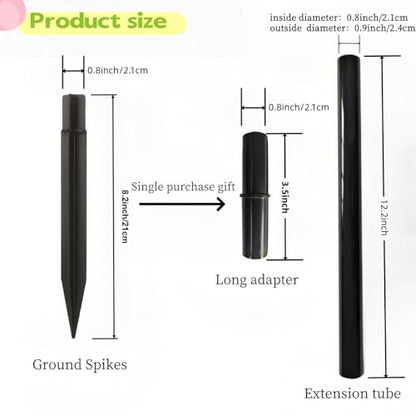 8.25" Reinforced ABS Plastic Solar Ground Spikes - Durable Solar Light Replacement Stakes for Garden, Pathway, Deck, Camping, Christmas Lights (Fits 0.83" Inside Diameter) (Black-1 Pack) - color: Black-1 PACK