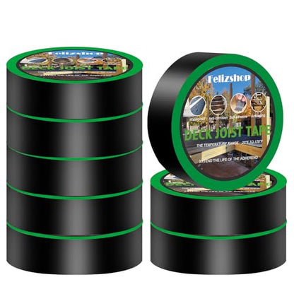 Joist Tape, 1-5/8" x 50' Deck Joist Tape, Waterproof Butyl Tape, Self-Adhesive Deck Butyl Tape, Butyl Flashing Tape,Joist Tape Decking for Protect Beams and Wood Decks (8 Rolls) - style: 1 5/8"x 50'-8 Roll