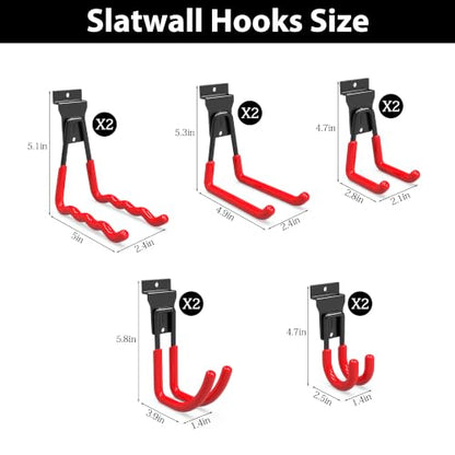 3-H Slatwall Hooks 10 Pack Heavy Duty Multi Sizes, Slatwall Accessories - color: Red, size: 10
