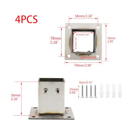 Wealrit 4 PCS Square Post Bases,1.61" Deck Post Brackets,Stainless Steel - style: 4 pcs 1.61" Silver