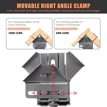 2 Pack Corner Clamps for Woodworking Durable Rust&Corrosion Resistant Upgraded 90 Degree Stainless Steel Right Angle Clamp with Adjustable Swing Jaw For Wood, Metal Pipe, Steel Rod And Glass.