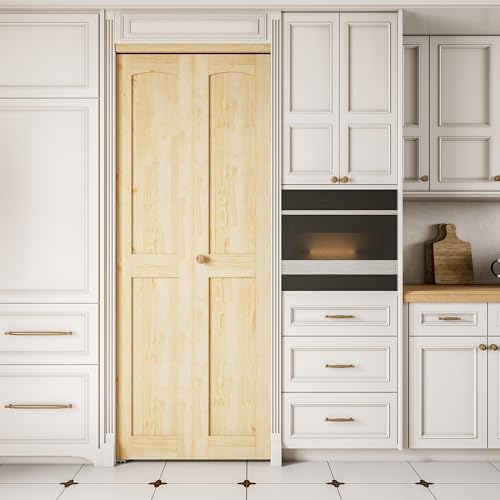 Bifold Doors for 24"x80" Opening, Solid Pine Wood Interior Folding Doors - size: 23.45" x 77.75" (fit 24*80.5-80.75 opening)