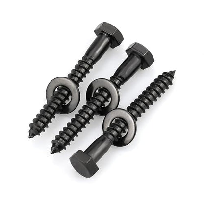 20-Sets 1/4 x 2 Black Hex Head Lag Screws & Flat Washers, Heavy Duty Wood Lag Screws, 304 Stainless Steel (18-8), 1/4" Bolt - size: 1/4 x 2