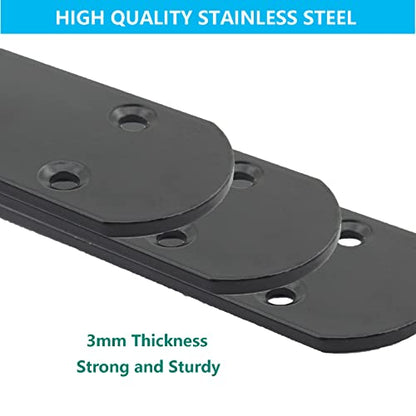 4 Pack Flat Mending Plate for Wood, ULIFESTAR Black Iron Flat Straight Brace Brackets Metal Repair Fixing Wood Brace Joining Plates Connector for Repairing Wooden Furniture with Mounting Screws - size: 6.7 x 1.5 x 0.12 inches