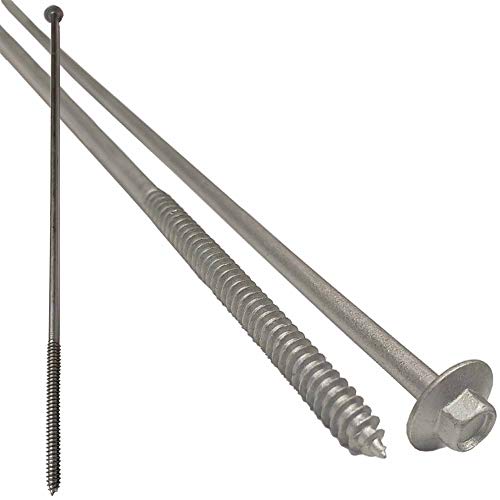 #12 x 12”- Extra Long Structural Lag Heavy Duty Construction Wood Screw – Galvanized Corrosion Resistant Coating Exterior Timber, Landscape - Flange Head – Qty (40)