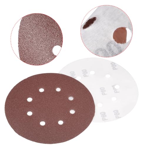 uxcell 10Pcs 7 Inch 8 Hole Hook and Loop Sanding Disc 80 Grit Flocking Sandpaper Random Orbital Sander Paper - size: 80 Grit