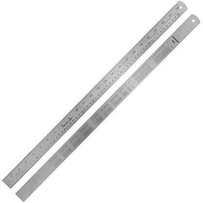 Pacific Arc 24 Inch Stainless Steel Ruler with Inch/Metric Conversion Table - style: 24 In