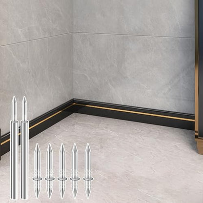 300 Count Double Headed Skirting Nails - Dual Direction Nails for Wooden Baseboards with Included Specific Sleeve Tool, Easy Mark-Free Installation