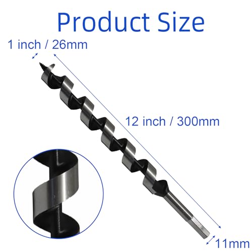 1 Inch x 12 Inch Wood Auger Drill Bit for Tree Stump Drilling - size: 1 Inch