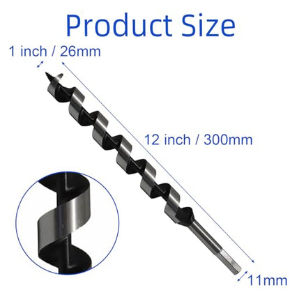 1 Inch x 12 Inch Wood Auger Drill Bit for Tree Stump Drilling - size: 1 Inch