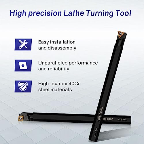 Indexable Lathe Turning Tool 21Pcs Kit 1/2'' 12mm Shank 7 Pcs Metal Lathe Tool Holder Set with 14 Pcs Turning Inserts for Turning Grooving Threading Boring Carbide Inserts Carbide Turning Tool - style: 7pcs 1/2" 12mm holder+14pcs inserts