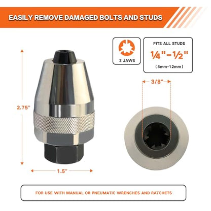 Damaged Bolt and Stud Extractor Tool, Grips and Removes 1/4” to 1/2” Studs