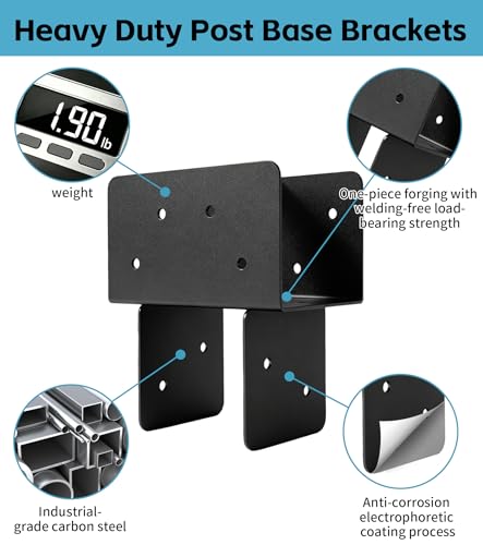 2 Pack 4x4/4x6 Heavy-Duty Post Bracket for Outdoor Pergolas Gazebos Decks - size: 2 Pack Large Brackets 4"x4"