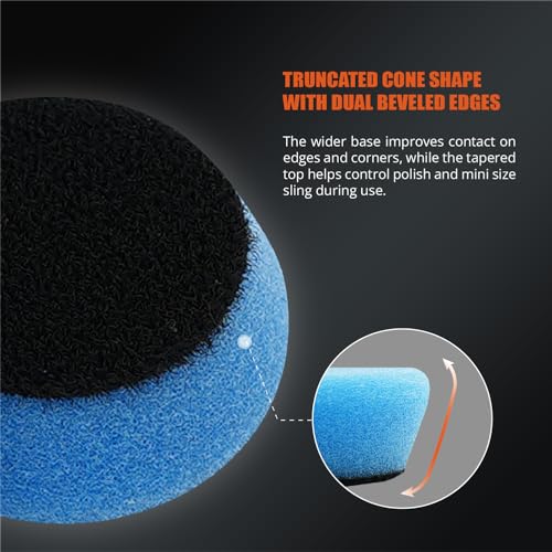SPTA Blue T60 Mini Moderate-Cut Pad Sets, 5Pcs 1.3inch/32mm Sponge Polishing Buffing Pads, Car Foam Detail Polishing Pad Kit for Car Detail Polishing and Buffing, Small Area Polishing -FPTSS3B - color: 5Pcs Blue T60 Moderate-Cut Pad, size: 1.3 Inch (32mm)
