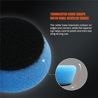 SPTA Blue T60 Mini Moderate-Cut Pad Sets, 5Pcs 1.3inch/32mm Sponge Polishing Buffing Pads, Car Foam Detail Polishing Pad Kit for Car Detail Polishing and Buffing, Small Area Polishing -FPTSS3B - color: 5Pcs Blue T60 Moderate-Cut Pad, size: 1.3 Inch (32mm)
