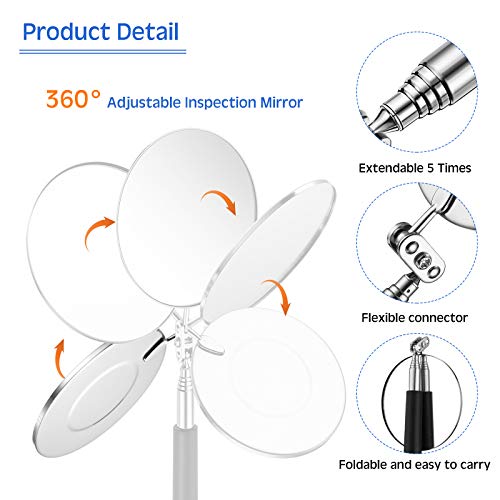 Honoson 2 Pcs Telescoping Inspection Mirror Set 3 Lb Magnetic Stick Gadget