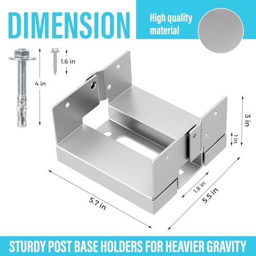 6-Pack 6x6 Deck Post Base for Concrete Galvanized Wood Beam Anchor - size: 6Pcs-6IN, style: Galvanized