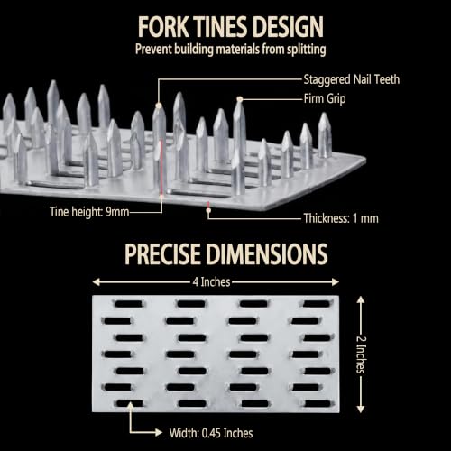 50 Pcs Truss Plates 2x4 Inch, Pronged Galvanized Steel Mending Plates - size: 2×4inch 50pcs