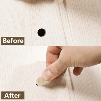 160 Pieces 4 Sizes Wood Plugs Flat Head Wooden Hole Plugs Hardwood Hole Plugs Wooden Button Plugs Screw Hole Plugs for Wood Furniture, 3/16 Inch, 5/16 Inch, 3/8 Inch, 1/2 Inch
