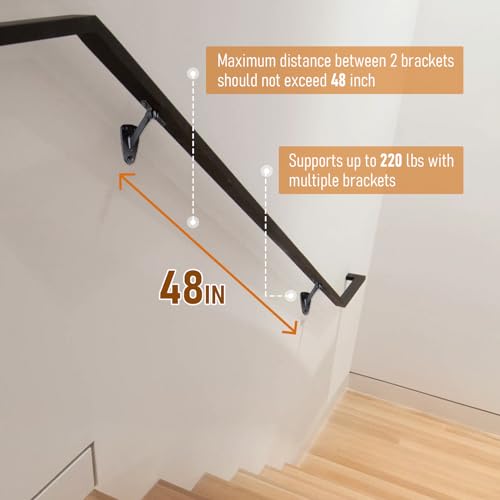 HOME MASTER HARDWARE Handrail Bracket for Stairs,Matte Black, 6 Pack - color: Matte Black, size: 6 Pack