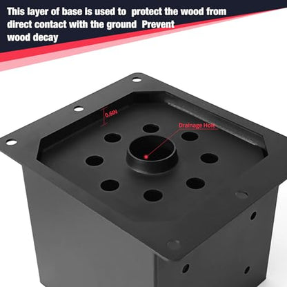 4 Pcs 6"× 6" Post Base|Inner Size (Fit 5.6" x5.6“Post| - size: 6"x6", style: 4 Set
