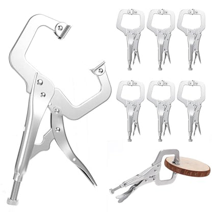 6Pcs C Clamp Locking, 6 Inch Heavy Duty Welding Clamps Pliers Set with Swivel Pads, Vise Grip Clamps for Metalworking, Woodworking, Home Workshop & Professional Repair