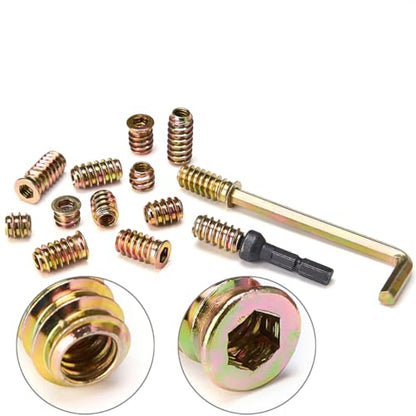 200Pcs 1/4"-20 Hex Nut Inserts 8 Size Wood Threaded Fastener for Furniture - color: 200 Pcs 1/4"-20 Mixed Set