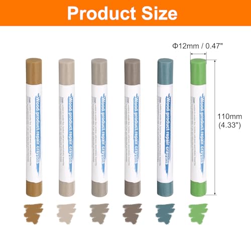 HARFINGTON Wood Filler Sticks 6 Colors Wooden Wax Touch Up Furniture Repair Crayons for Medium Brown, Gray Blue, Grass Green, Medium Yellow, Medium Brown, Dark Brown - color: Dark Series